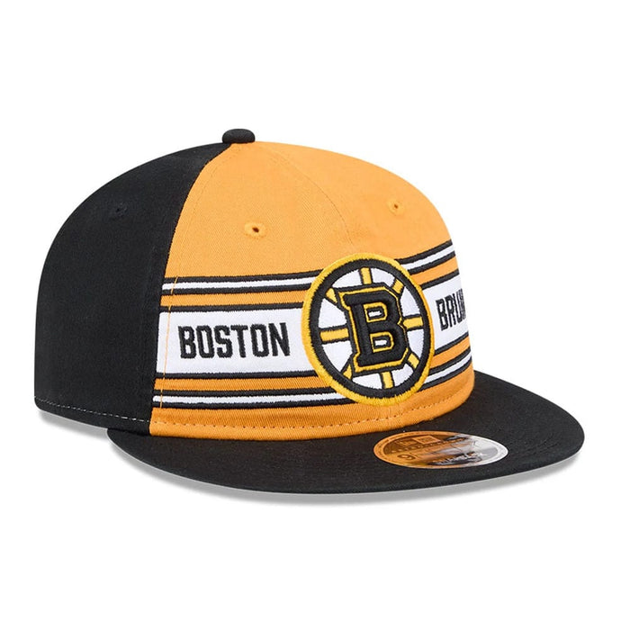 Pictured is this NHL Team Stripes Boston Bruins Retro Crown 9FIFTY cap in black. 3