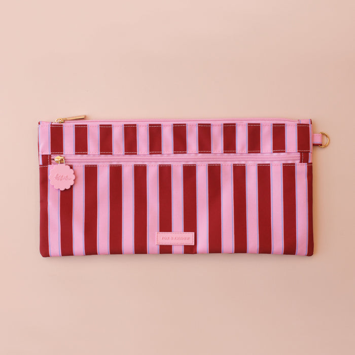 Burgundy Stripe Large Pencil Case