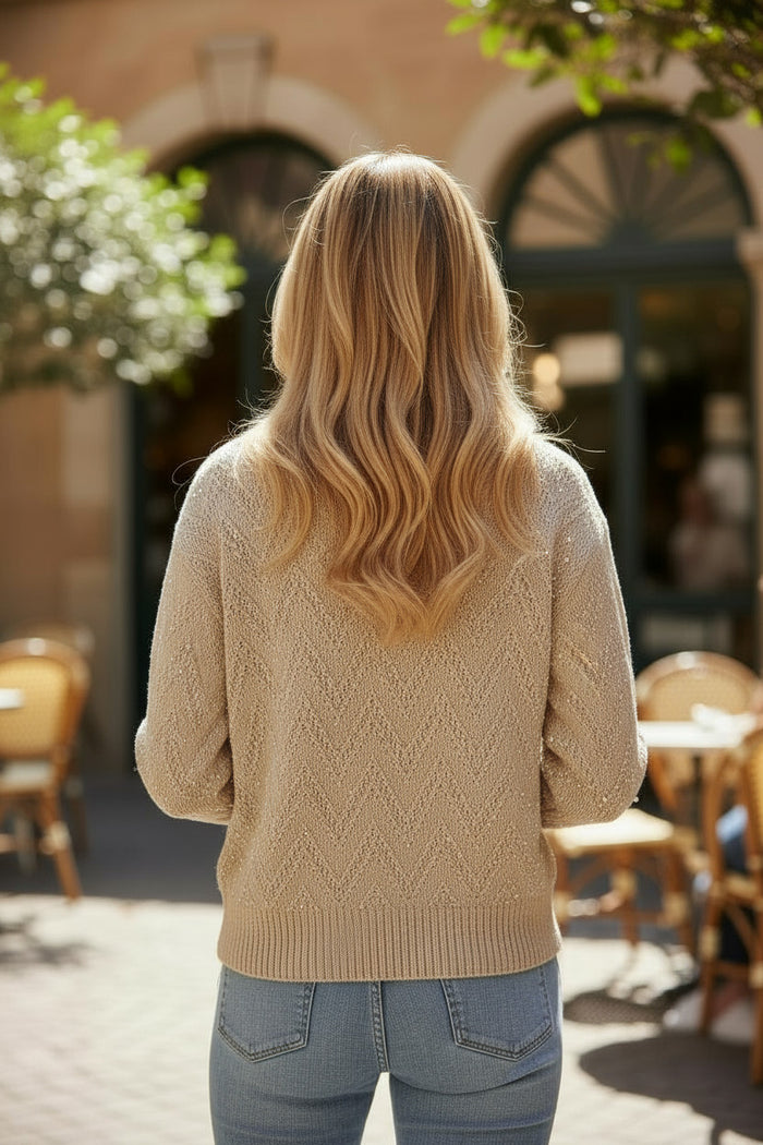 Cardigan à Perles et Col V