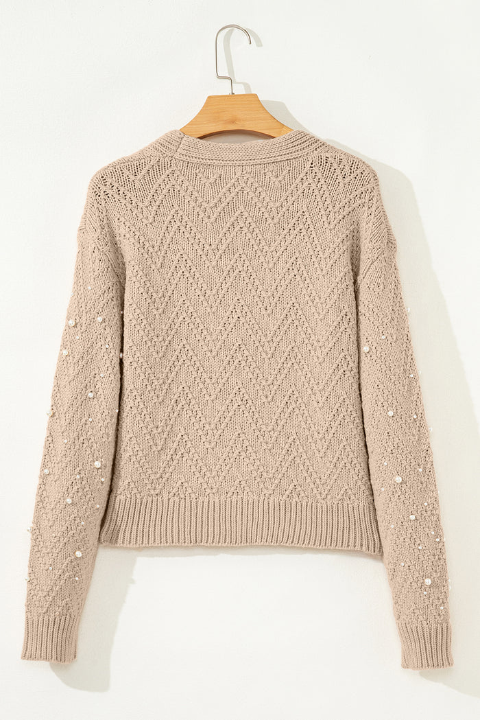 Cardigan à Perles et Col V