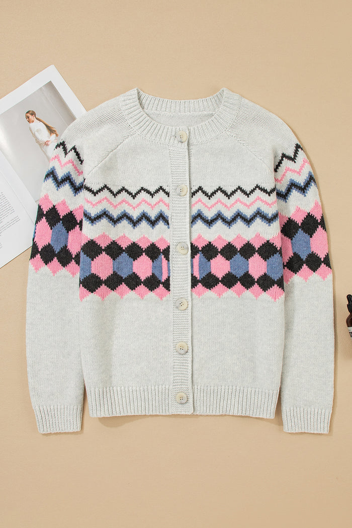 Cardigan Géométrique Boutonné
