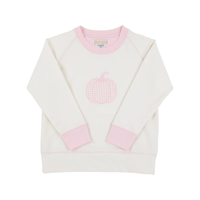 Cassidy Comfy Crewneck-Pink Gingham Pumpkin/Palmetto Pearl