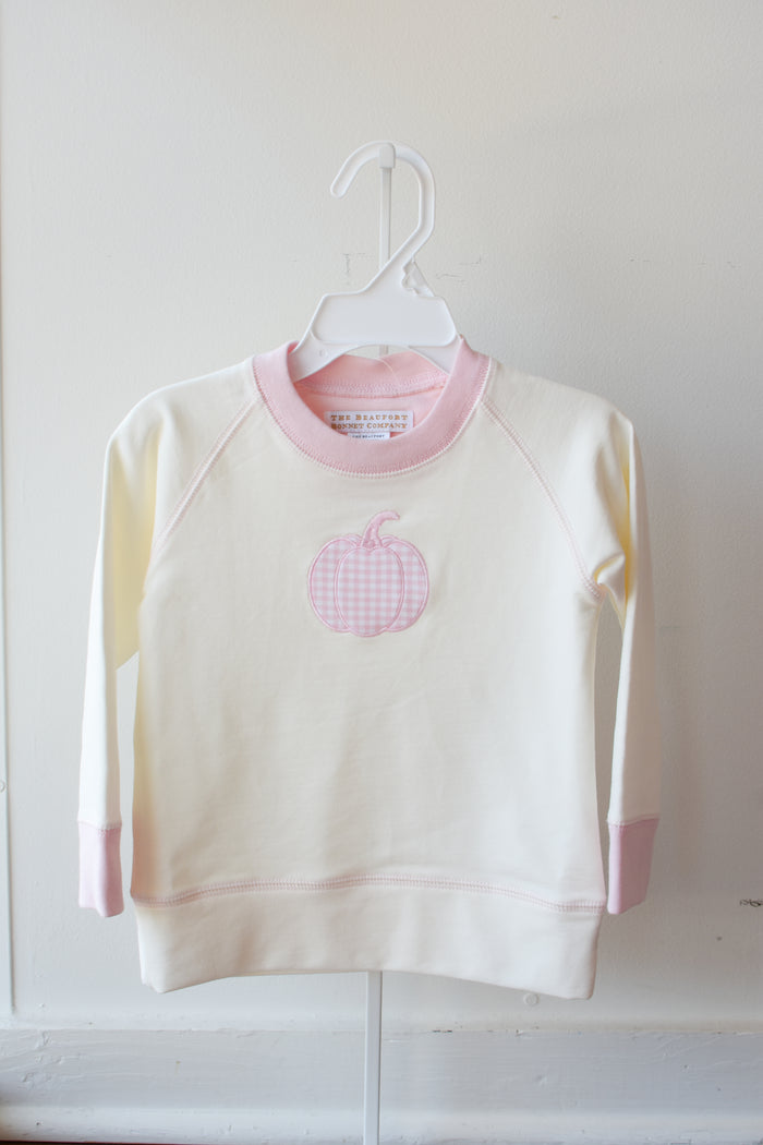 Cassidy Comfy Crewneck-Pink Gingham Pumpkin/Palmetto Pearl