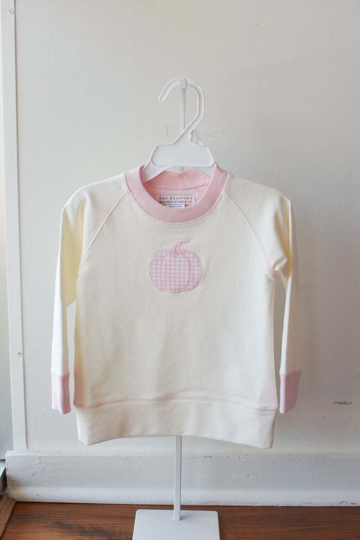Cassidy Comfy Crewneck-Pink Gingham Pumpkin/Palmetto Pearl