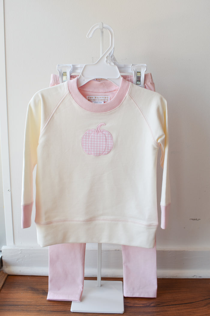 Cassidy Comfy Crewneck-Pink Gingham Pumpkin/Palmetto Pearl