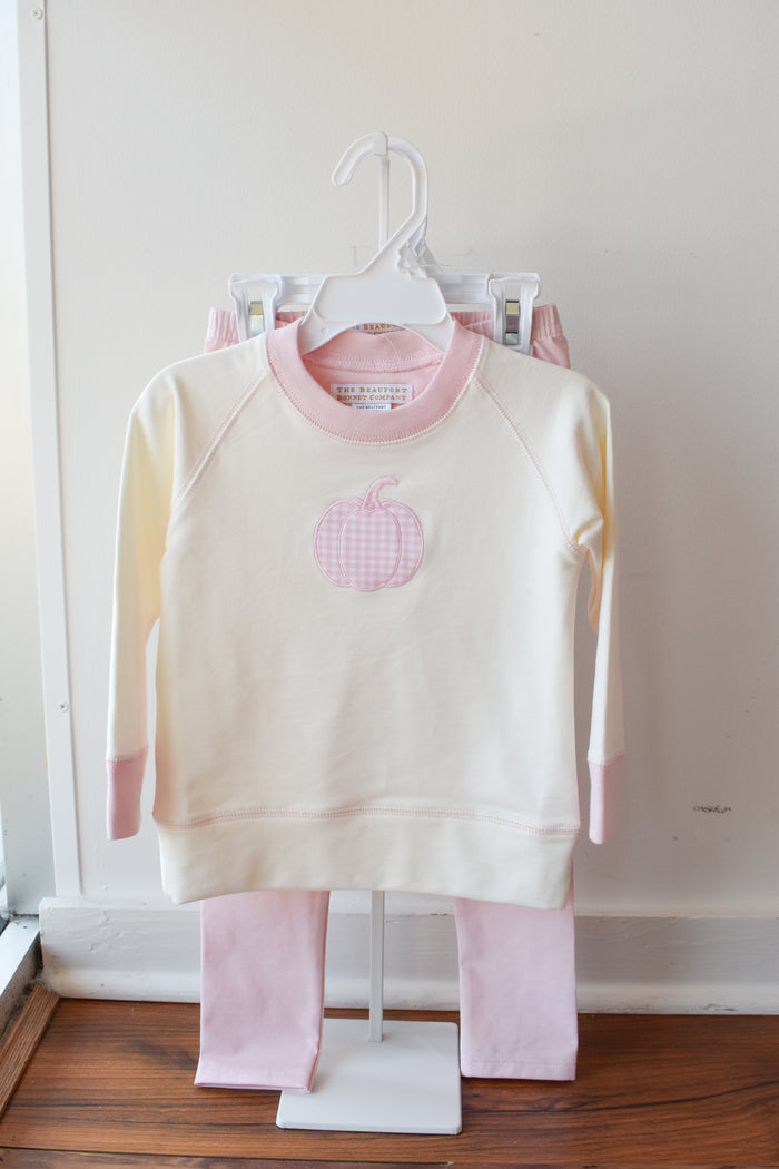 Cassidy Comfy Crewneck-Pink Gingham Pumpkin/Palmetto Pearl