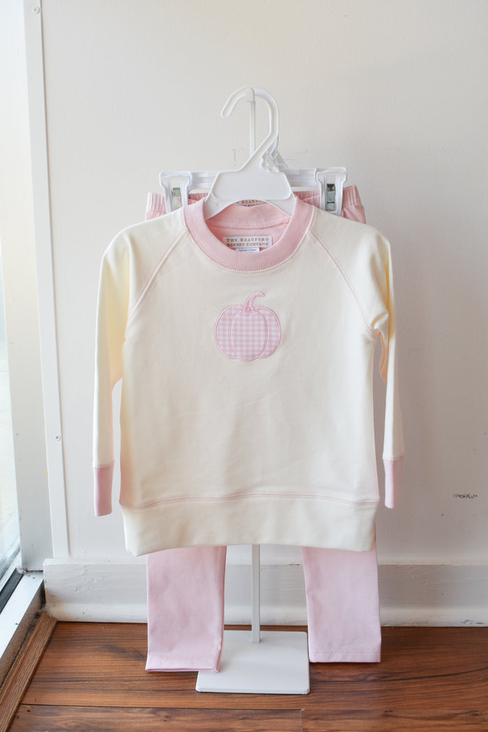 Cassidy Comfy Crewneck-Pink Gingham Pumpkin/Palmetto Pearl