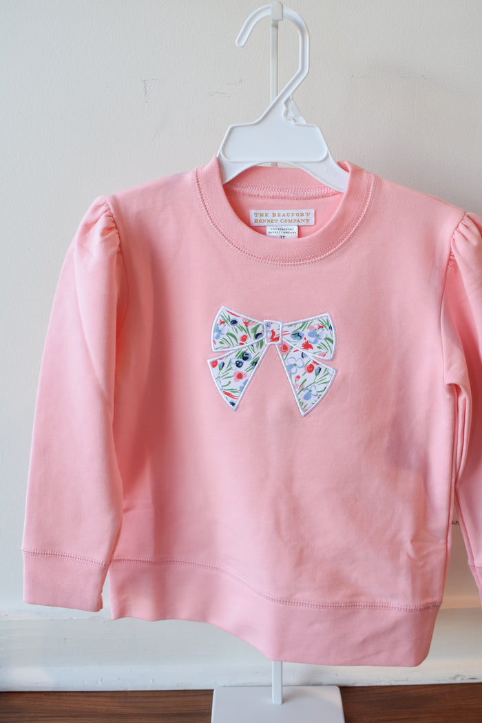 Cassidy Comfy Puff Sleeve Crewneck-Sandpearl/Fair St Bow