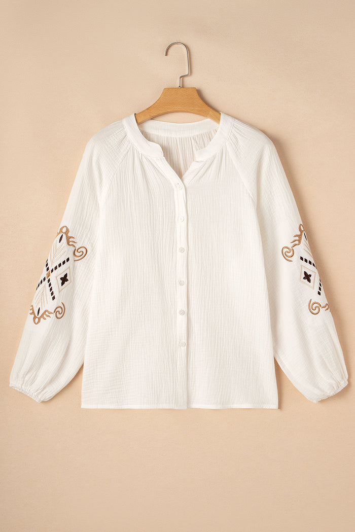 Chemise à col rond boutonnée texturée *-A WOMAN WE LOVE