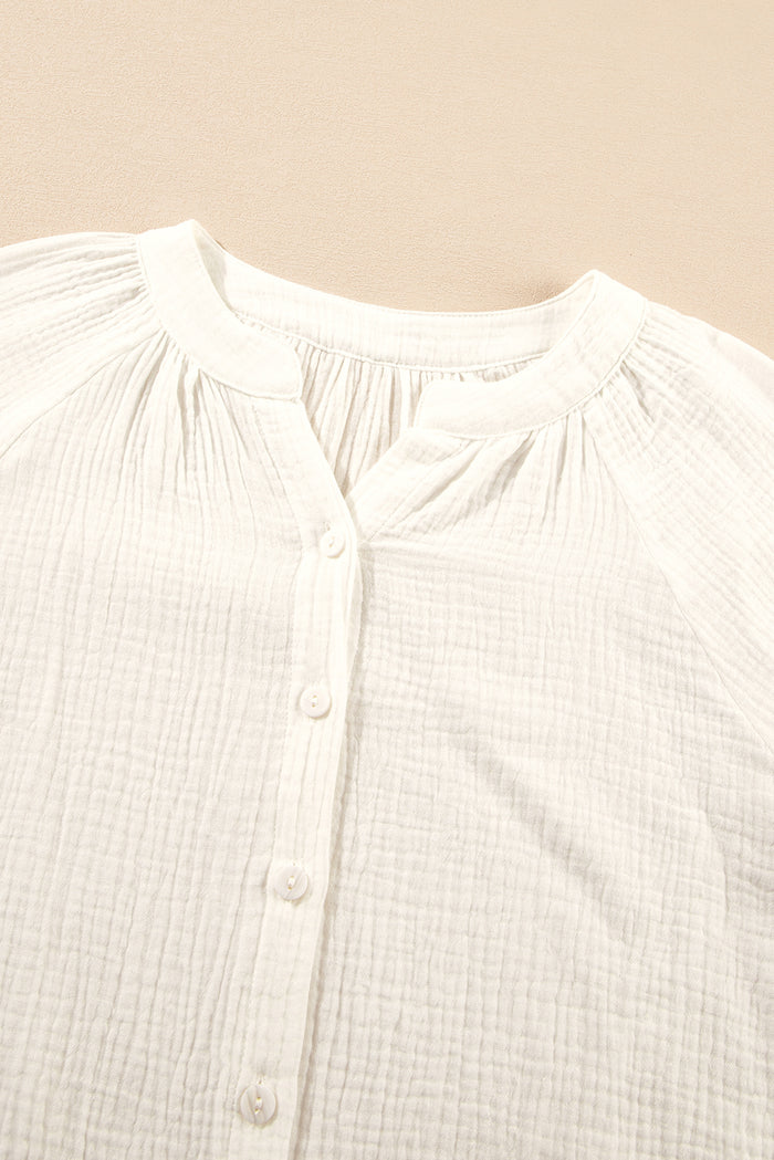 Chemise à col rond boutonnée texturée *-A WOMAN WE LOVE