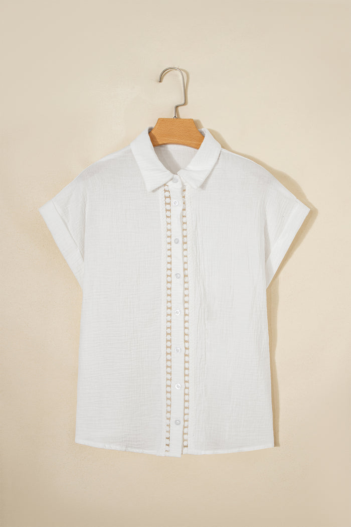 Chemise texturée à manches courtes
