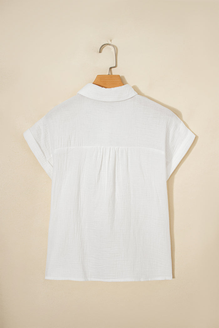 Chemise texturée à manches courtes