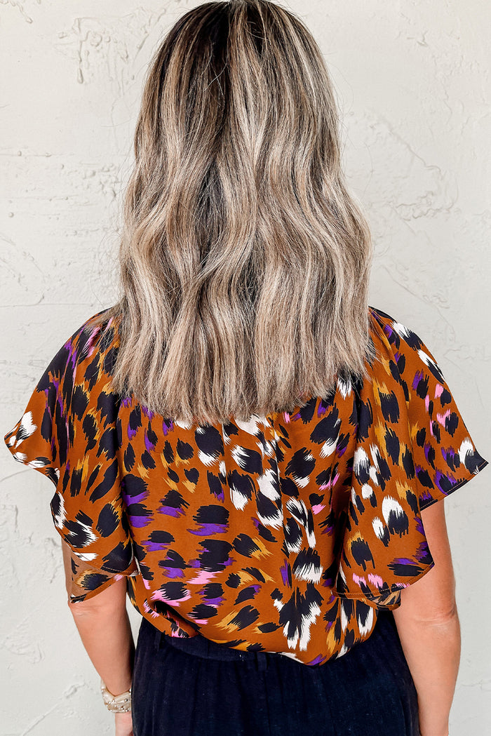 Chemisier drapé imprimé léopard orange *-A WOMAN WE LOVE