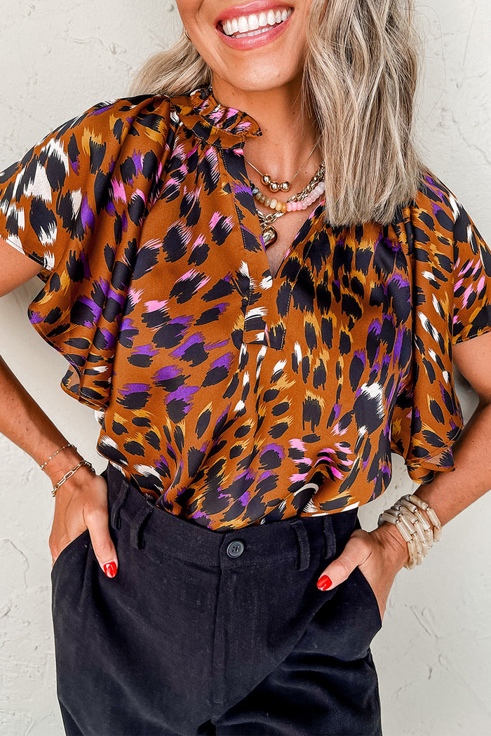 Chemisier drapé imprimé léopard orange *-A WOMAN WE LOVE