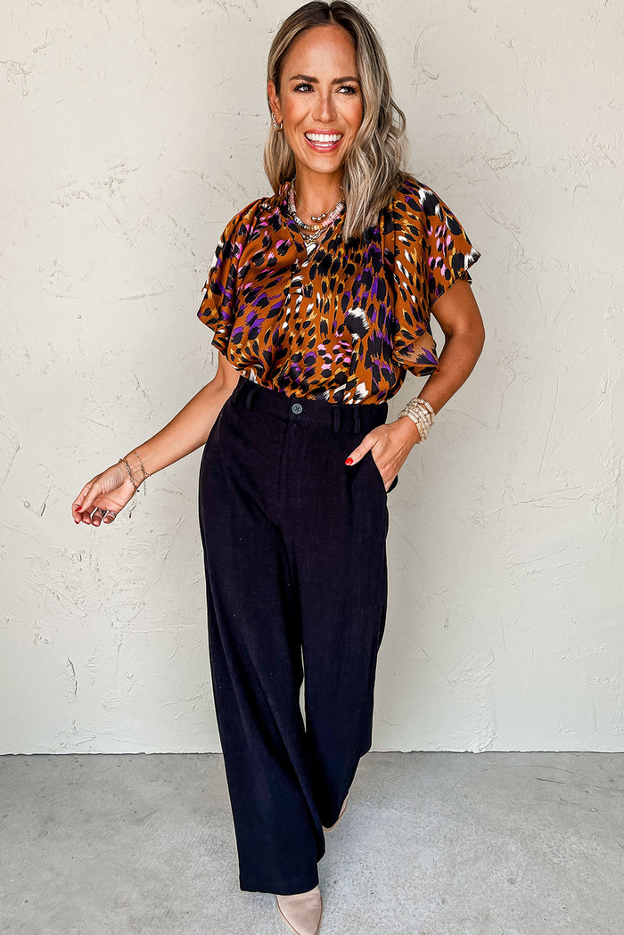 Chemisier drapé imprimé léopard orange *-A WOMAN WE LOVE