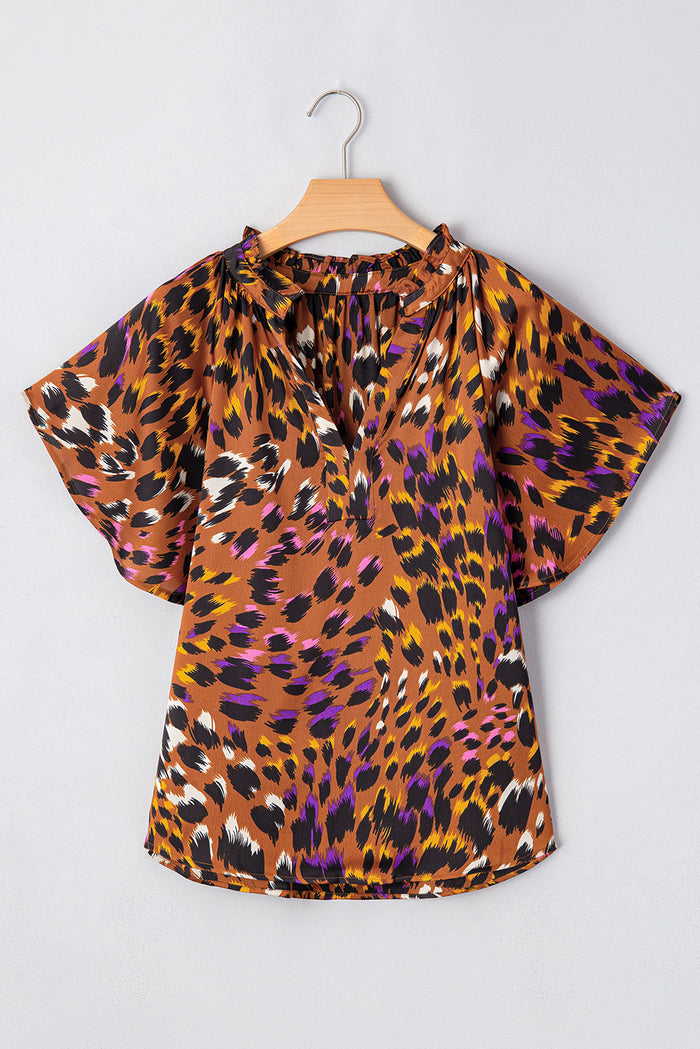 Chemisier drapé imprimé léopard orange *-A WOMAN WE LOVE
