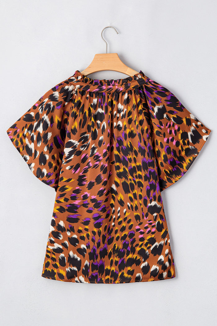 Chemisier drapé imprimé léopard orange *-A WOMAN WE LOVE