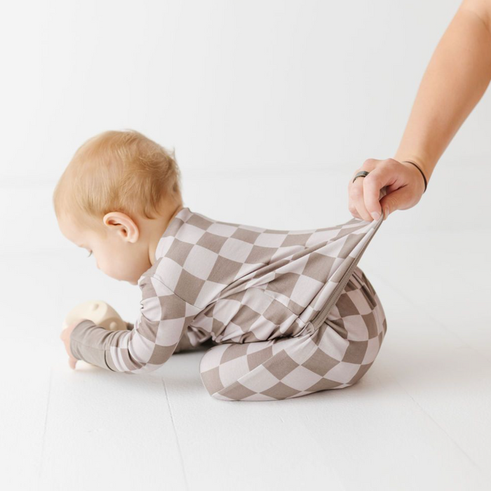 Cocoa Check Day to Night Romper Luxe Edition | Cotton Bamboo Blend