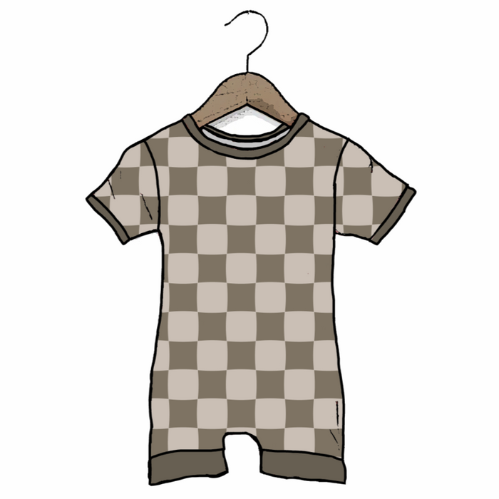 Cocoa Check Kid's Shorty Romper