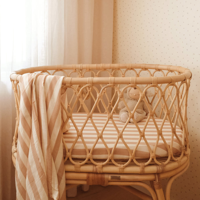 Coffee Stripe Organic Muslin Wrap Swaddle - SECONDS