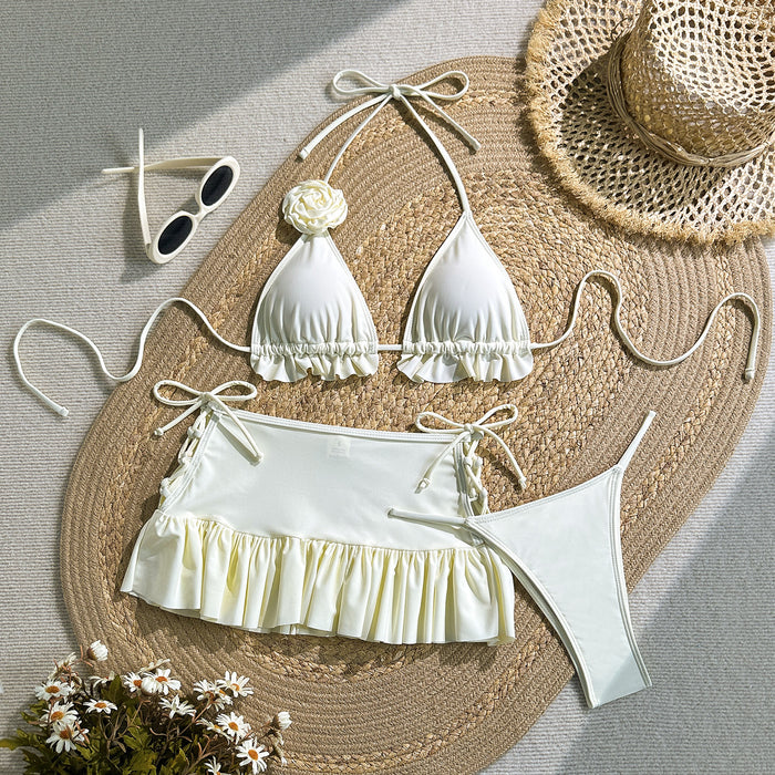 ✨ DOLCE SENSUELLE – L’ensemble bikini romantique blanc au charme envoûtant