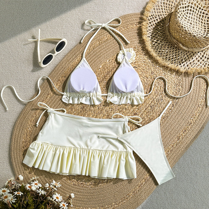 ✨ DOLCE SENSUELLE – L’ensemble bikini romantique blanc au charme envoûtant