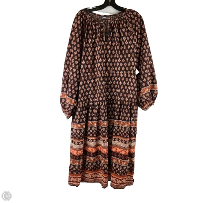 Dress Casual Midi By Old Navy In Brown & Orange, Size: M