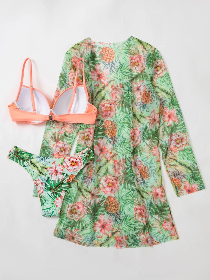 🌺 ÉCLAT TROPICAL Vert – Le bikini sculptant qui sublime chaque courbe