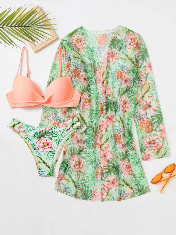 🌺 ÉCLAT TROPICAL Vert – Le bikini sculptant qui sublime chaque courbe