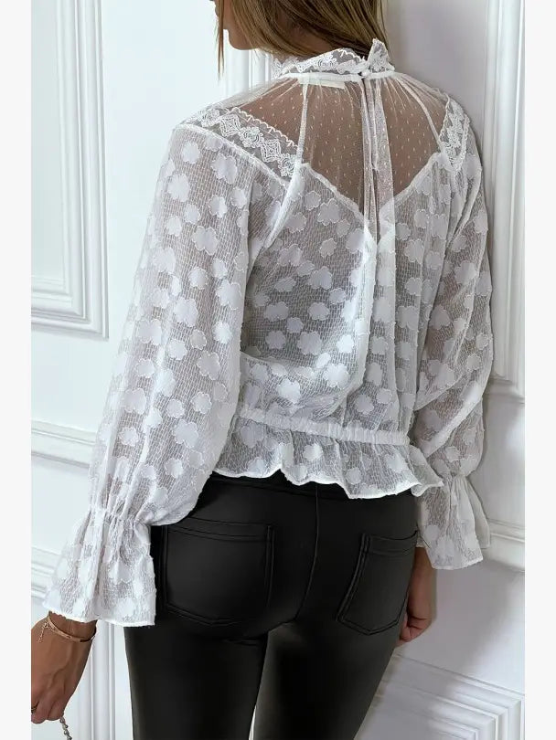 ✨ Élégance Classique - Blouse Dentelle à Col Haut