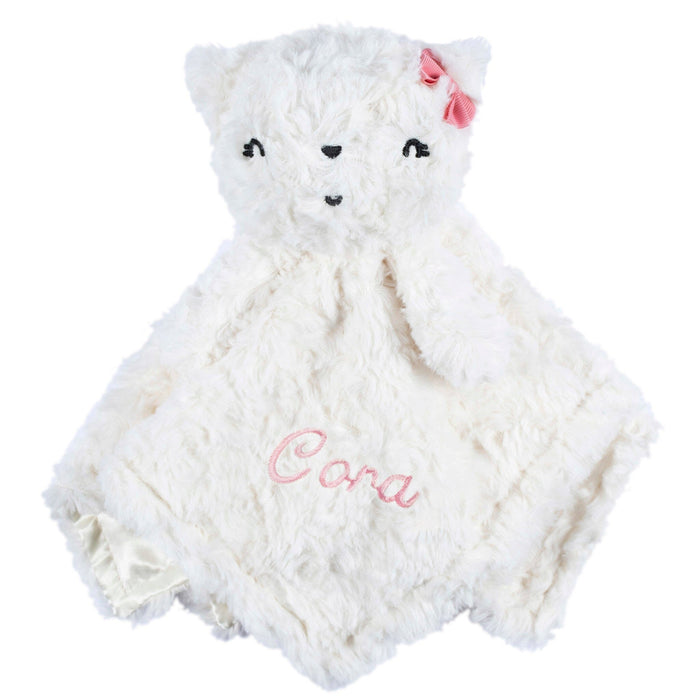 Embroidered Baby Girls Cat Security Blanket