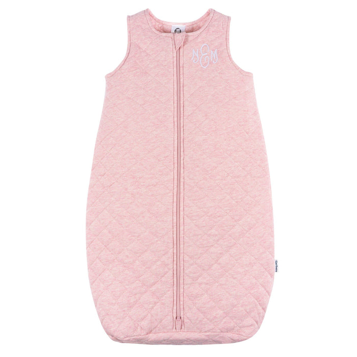 Embroidered Baby Girls Pink Heather Quilted Jersey Wearable Blanket sleepwear Gerber®