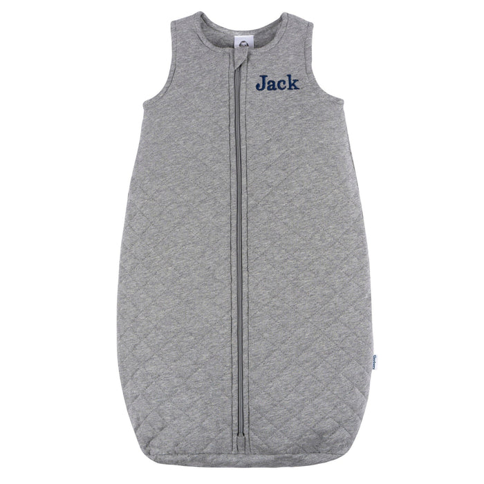 Embroidered Baby Neutral Grey Heather Quilted Jersey Wearable Blanket sleepwear Gerber®
