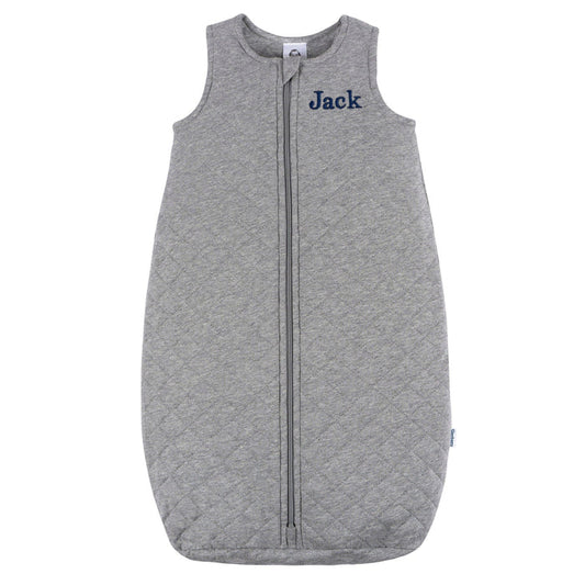 Embroidered Baby Neutral Grey Heather Quilted Jersey Wearable Blanket sleepwear Gerber®
