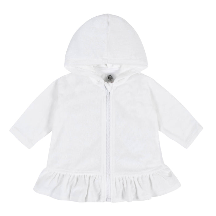 Baby & Toddler Girls White Zipper Hoodie Terry Coverup-Gerber Childrenswear