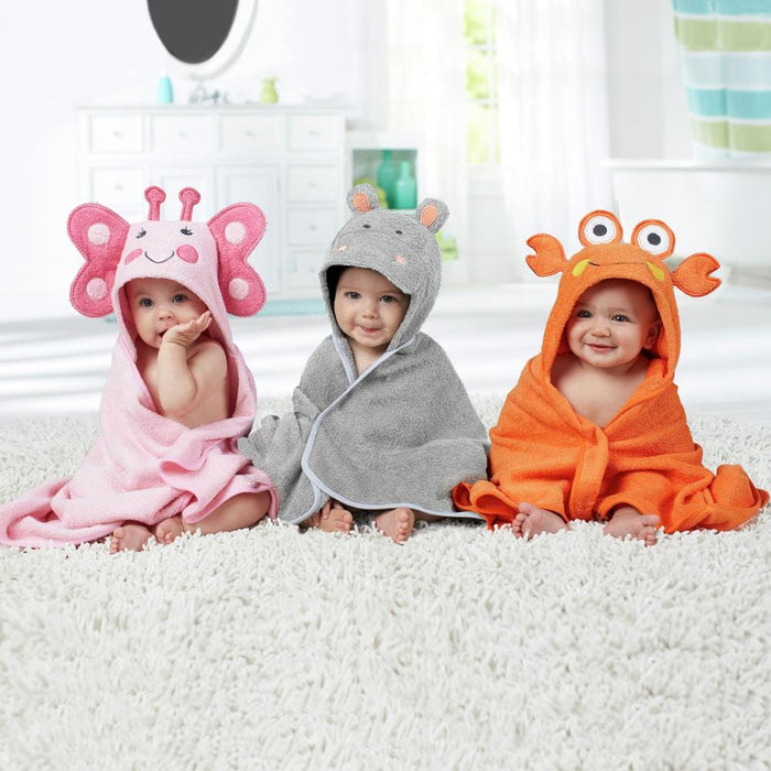 Embroidered Grey Hippo Hooded Towel-Gerber Childrenswear