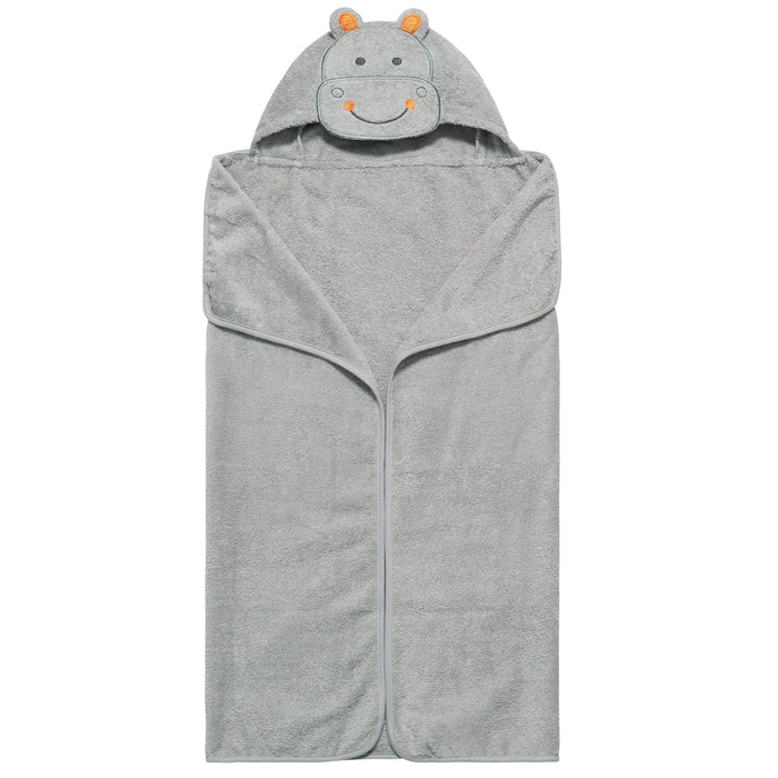 Embroidered Grey Hippo Hooded Towel-Gerber Childrenswear