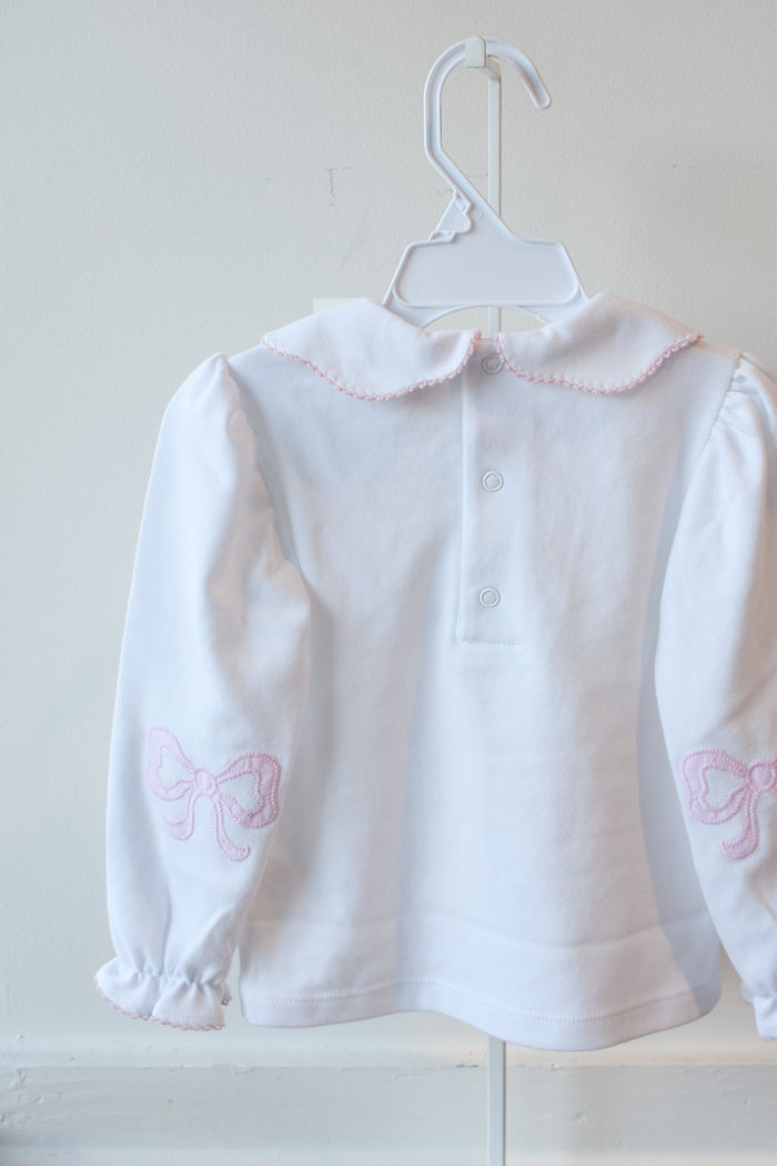 Emma’s Elbow Top-White/Palm Beach Pink