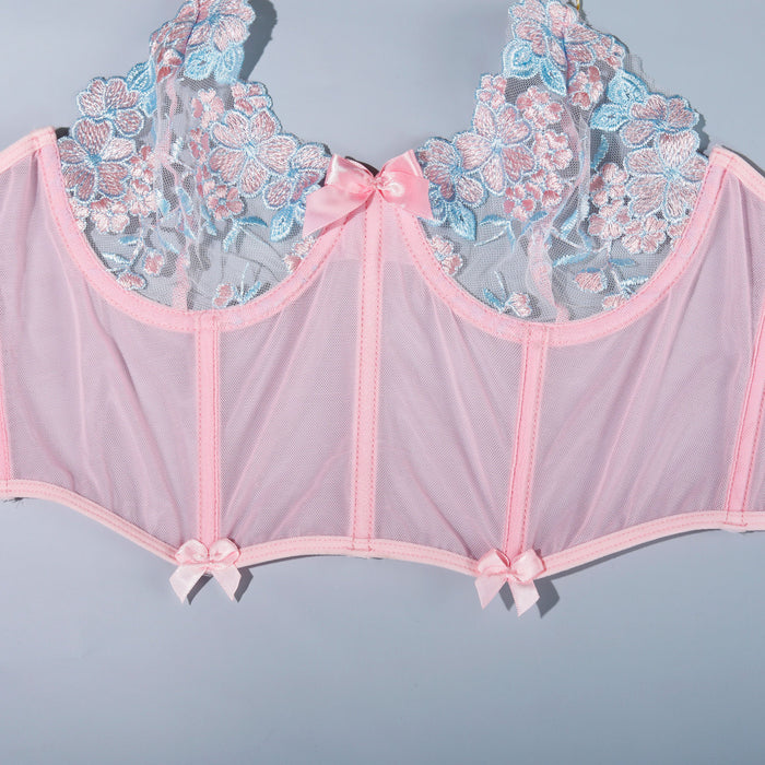 🌸 Ensemble Lingerie « Candy Bloom » – Douceur florale pastel & coupe corselet