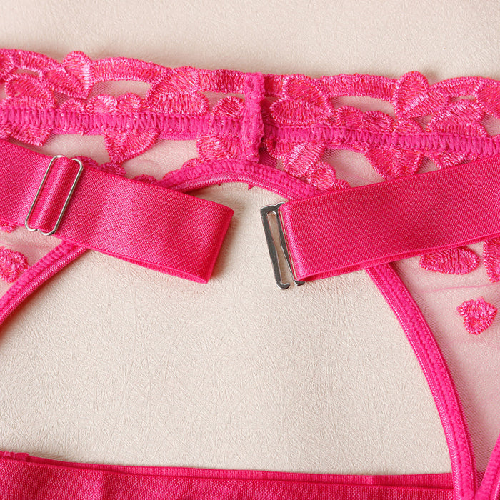 💗 Ensemble Lingerie « Douce Promesse » – Broderie de cœurs rose fuchsia