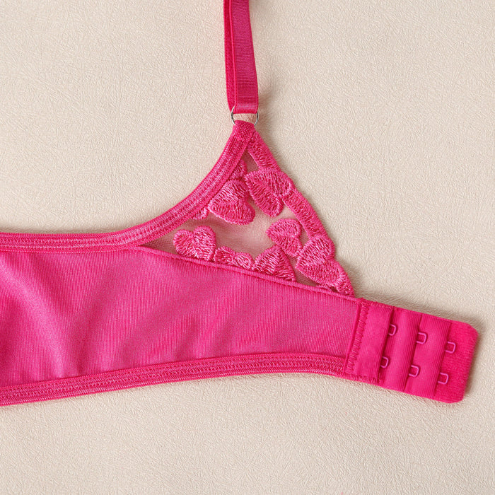 💗 Ensemble Lingerie « Douce Promesse » – Broderie de cœurs rose fuchsia