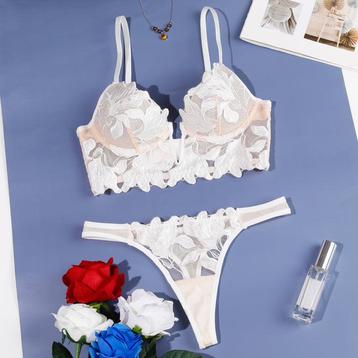 🤍 Ensemble Lingerie « Pure Romance » – Élégance florale ivoire & coupe sculptante