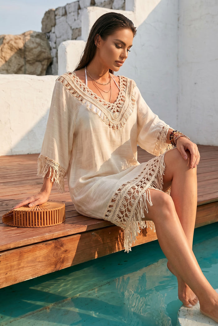 🌴 ÉVASION DOUCE – La robe bohème aux finitions crochet délicates