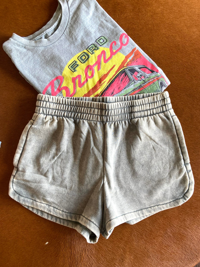 Fern's Acid Wash Shorts ~ Jade Green - Deer Creek Mercantile