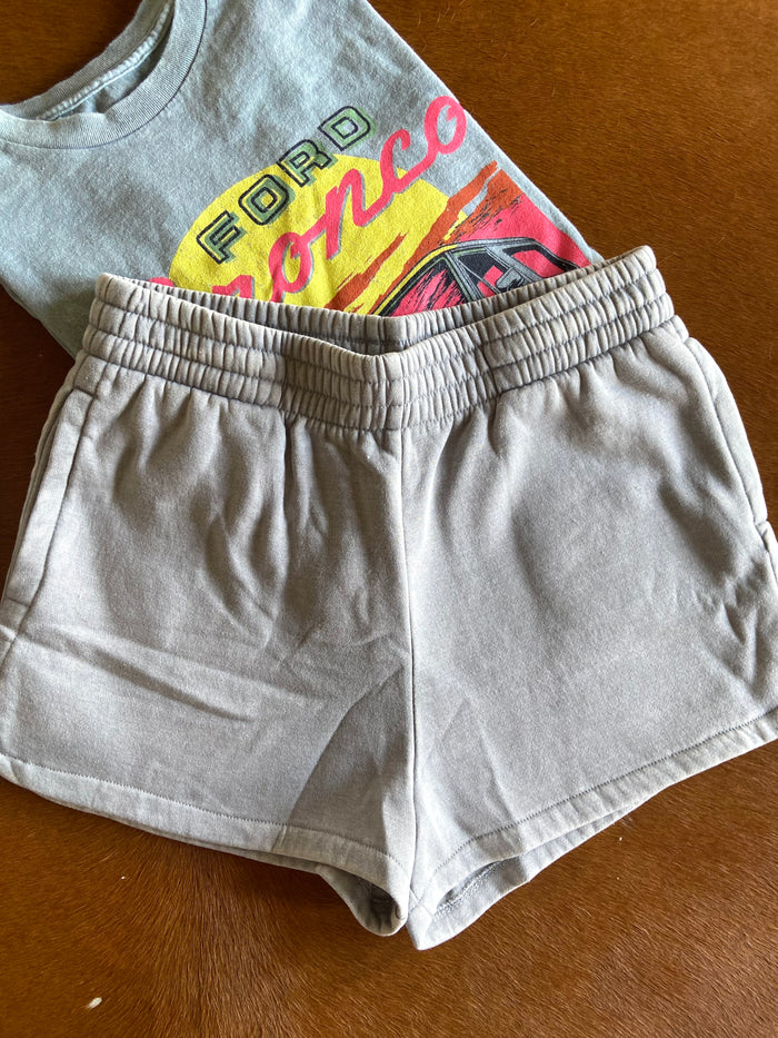 Fern's Acid Wash Shorts ~ Jade Green - Deer Creek Mercantile