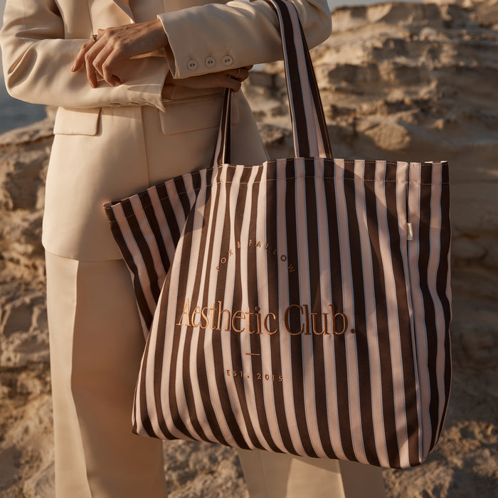 F&F Aesthetic Club Weekend Bag - Chocolate Stripe - PRE-ORDER (OCTOBER)