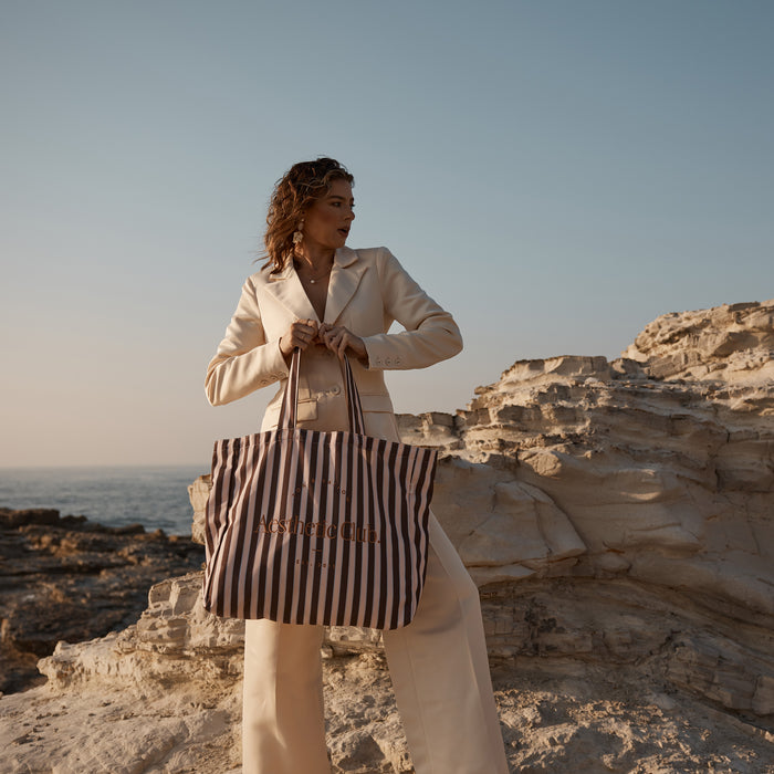 F&F Aesthetic Club Weekend Bag - Chocolate Stripe - PRE-ORDER (OCTOBER)