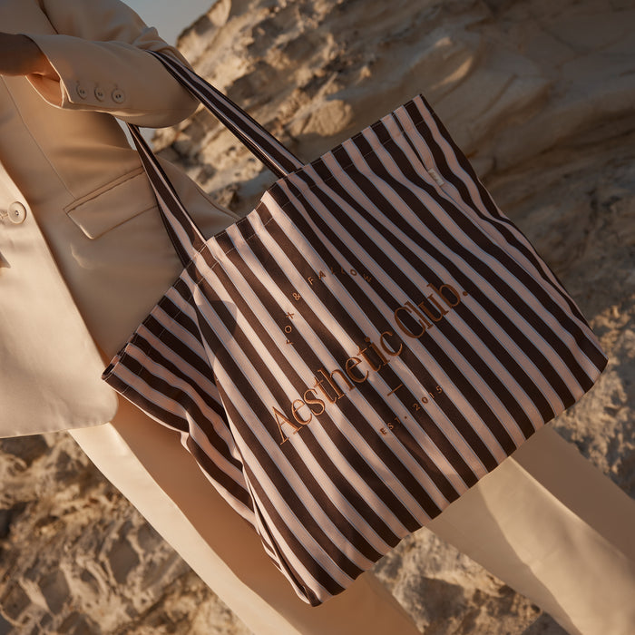 F&F Aesthetic Club Weekend Bag - Chocolate Stripe - PRE-ORDER (OCTOBER)