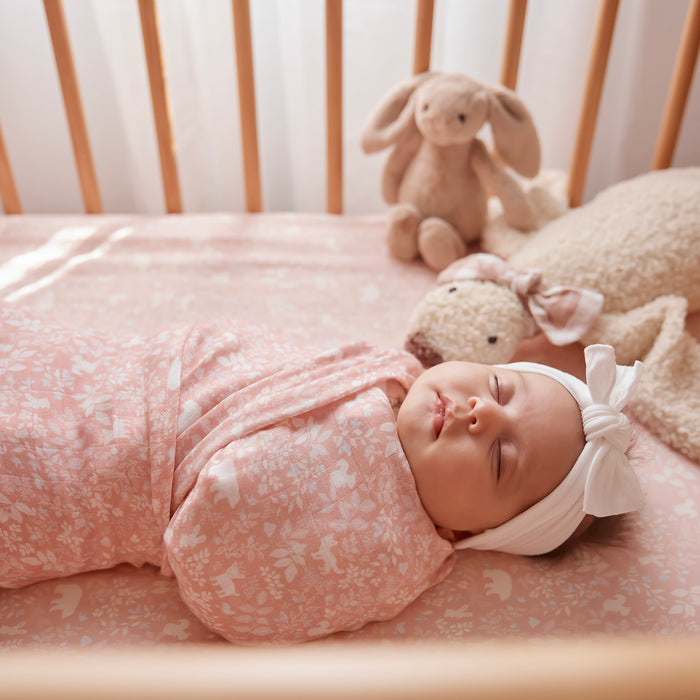 Forest Friends Peony Muslin Wrap Swaddle