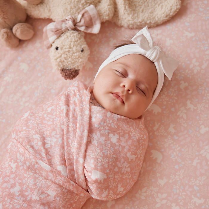 Forest Friends Peony Organic Bassinet Sheet/Change Pad Cover